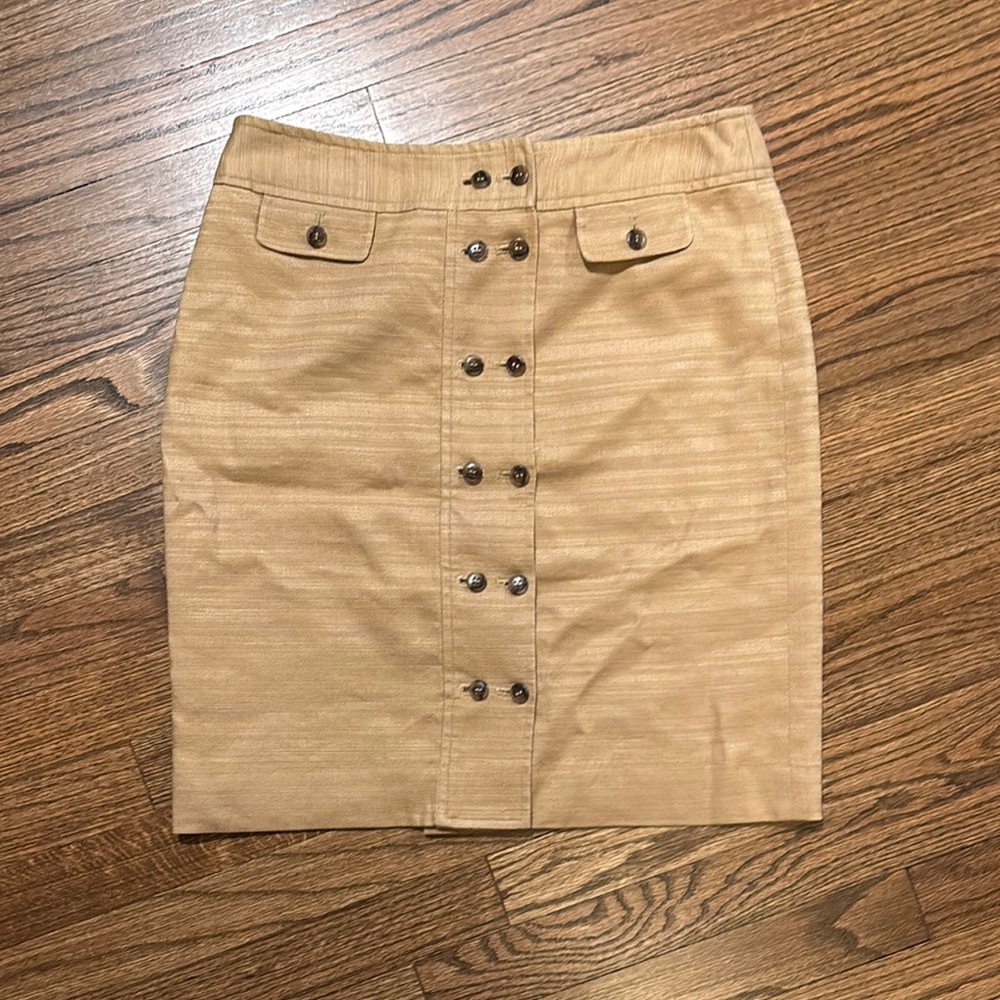 Anne Klein Tan Buttoned Pencil Skirt - Picture 2 of 6